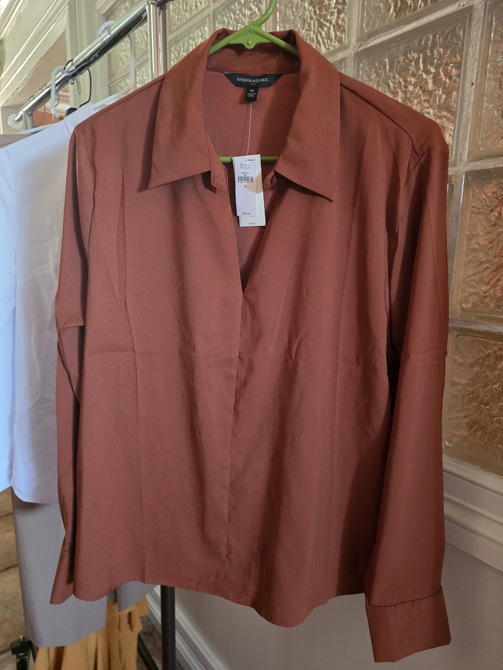 Banana Republic Brick Rust Button-Down Collared Blouse